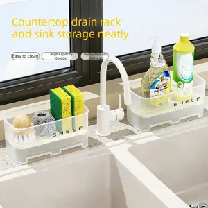 Thickened kitchen draining rack storage organizer, cleaning agent drying board, wide-opening design, sponge cloth holder, sink countertop organizer