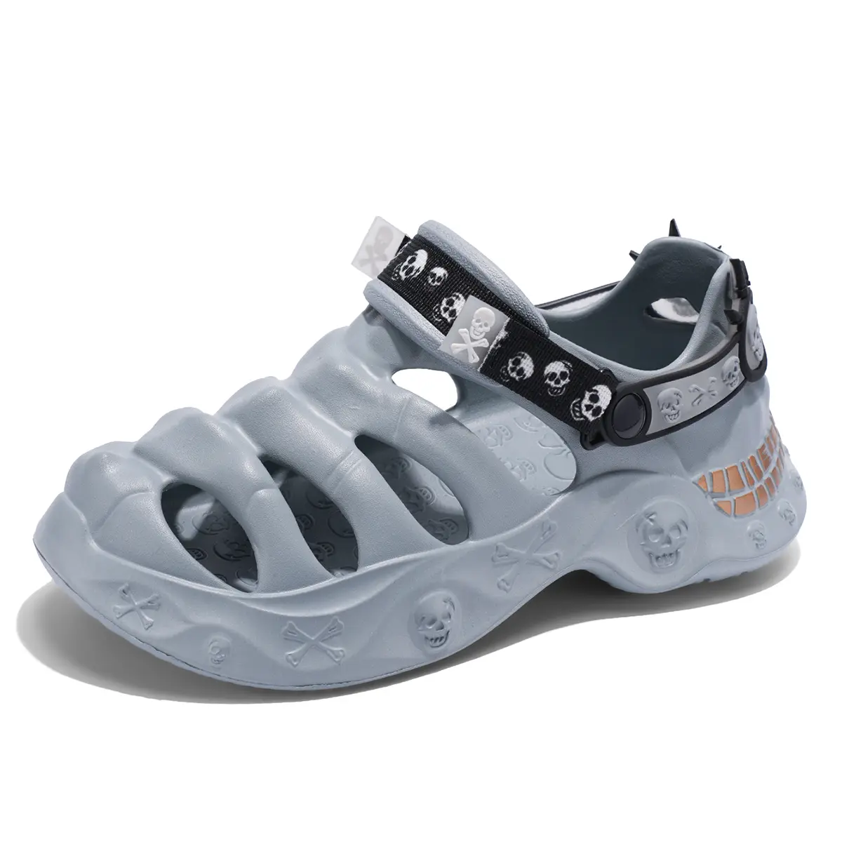 AOPLUS Y2K Gothic Skull Cloud Clogs Women Men, Chunky Platform Slip On Sandals. Breathable Cut Out Slippers for Standing All Day, Thick Sole Water Shoes Foot Pain Relief. Trendy Alt Emo Footwear Summer Beach Casual Slides.