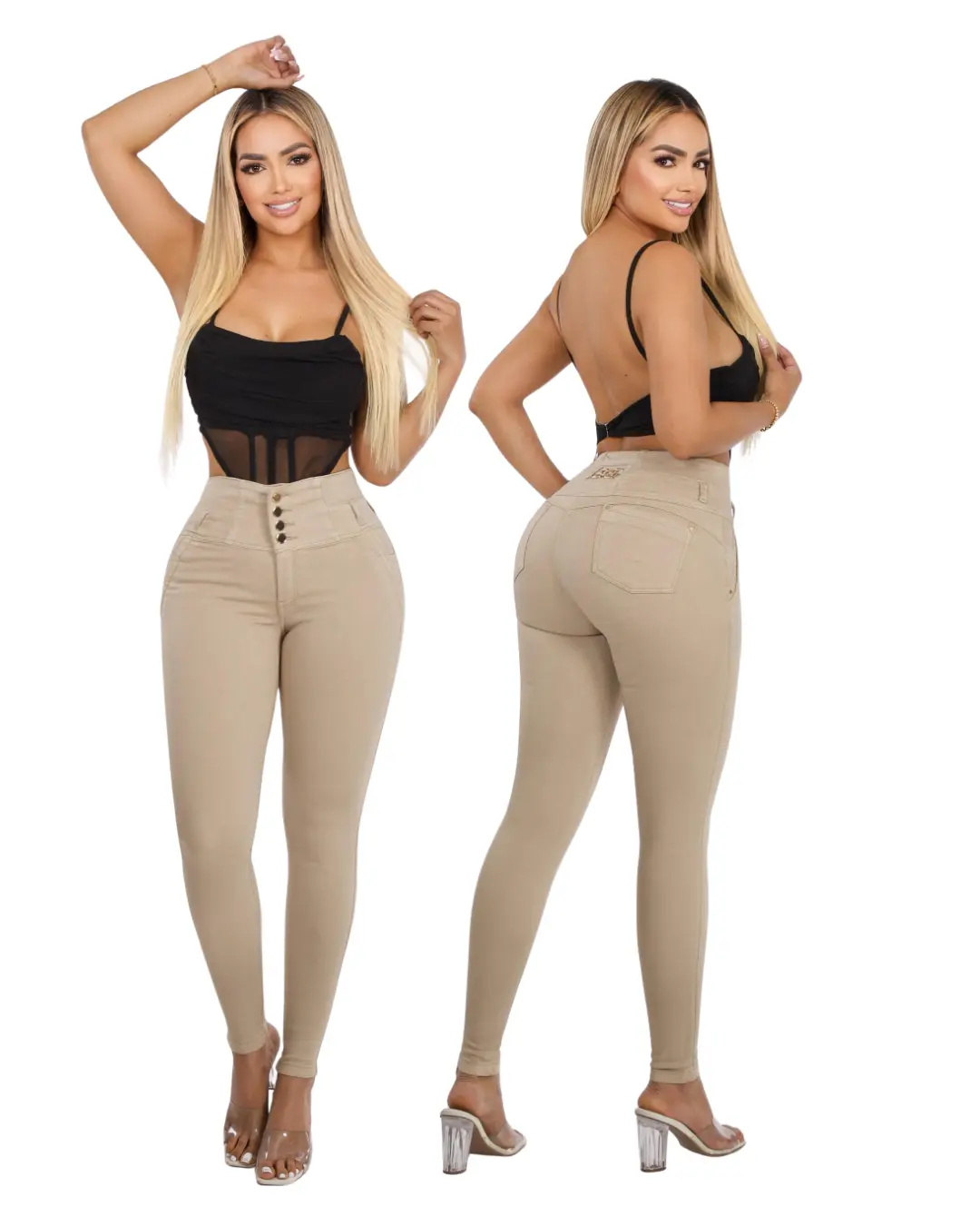 Women's Colombian High-Waisted Lift Pants, Slim-Fit Tummy Control Bottoms for Casual Wear