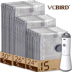 VACBIRD [2026 Upgraded] X7 Cordless Travel Vacuum Bag Set with Rechargeable Pump - 15 Pack Space Saver Packing Bags for Luggage & Clothes - Practical Mother's Day Gifts Ideas