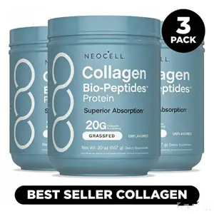 （Flash Sale 3 bottles）NeoCell Collagen Peptides Powder 20oz - Grassfed Protein Supplement - Advanced with 18 Essential Amino Acids