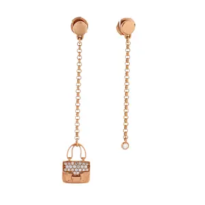 Pre-owned Hermes Amulettes Constance Drop Earrings 18K Rose Gold with Diamonds by Rebag