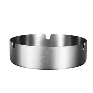 RV Round Stainless Steel Cigarette Ashtray Portable Tabletop Silvery Metal Ash Tray For Smoker