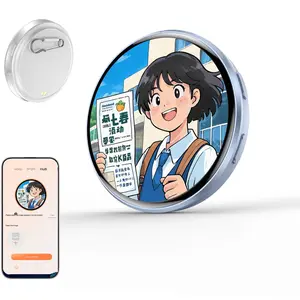 1.7 Inch HD Screen Electronic Smart Badge, Transmits Images and 15 Second Videos, Bluetooth-compatible 6.0, 30 Hour Battery, Dynamic Color Lights, Smart Digital Badge
