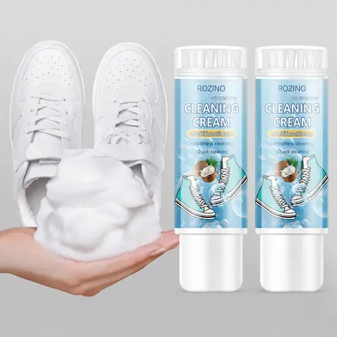 2PCS White Home Footwear Cleaning Brushes with Mousse Foam - White Shoes Cleaner, Brush+Clean Functionality, Compact, Lightweight, Portable for Bag Storage, Scrub with Minimal Effort, Keeps Shoes Fresh, Home & Office Sneaker Care Tool