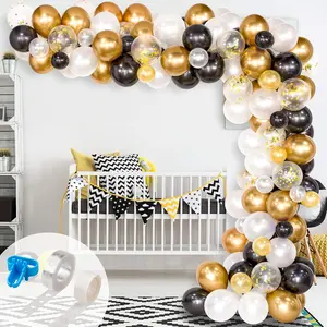 120-Piece Black, White & Gold Balloon Arch Kit for Christmas, New Year’s, Wedding & More