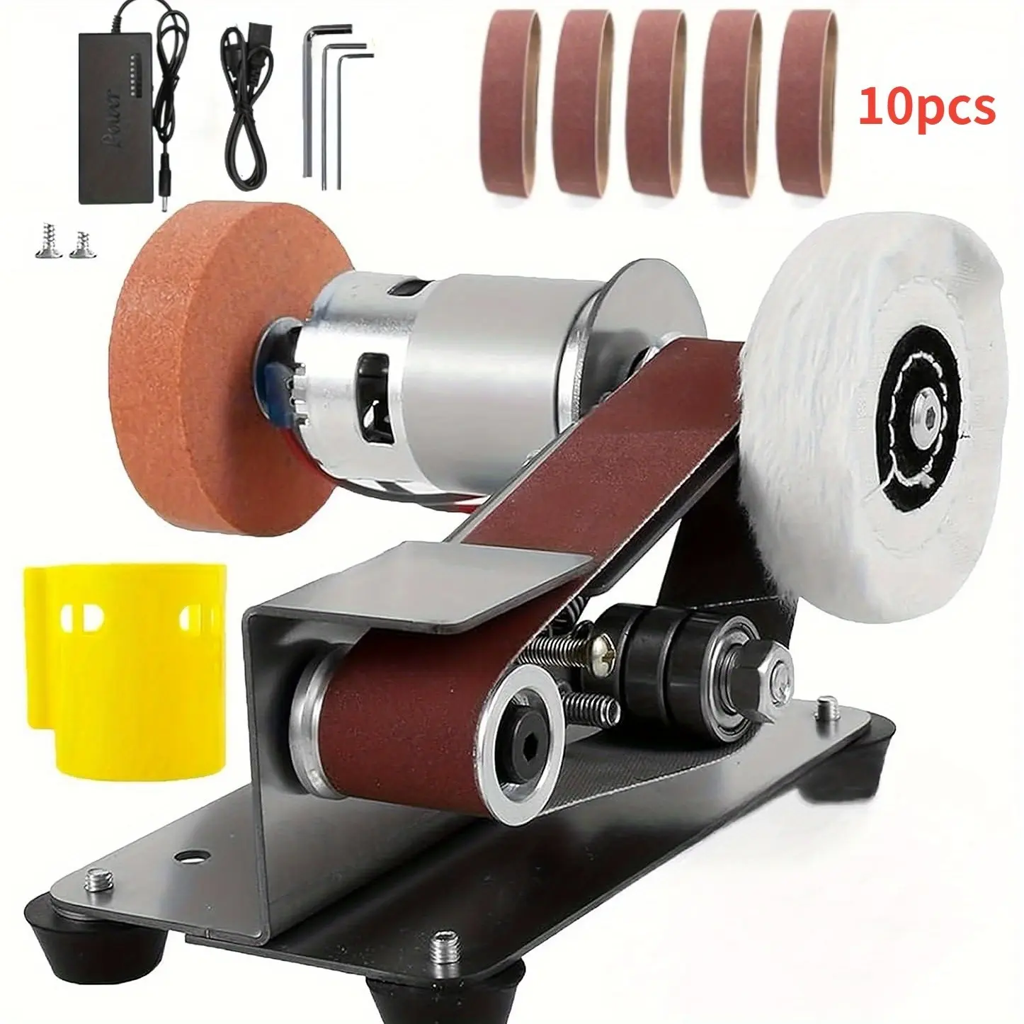 3-In-1 Mini Belt Sander Kit - 15-Degree Electric Knife Sharpener, Adjustable Speed Bench Grinder, 7-Speed Buffer Polisher for Metal, Wood, DIY Handcrafts & Tools for DIY Enthusiasts