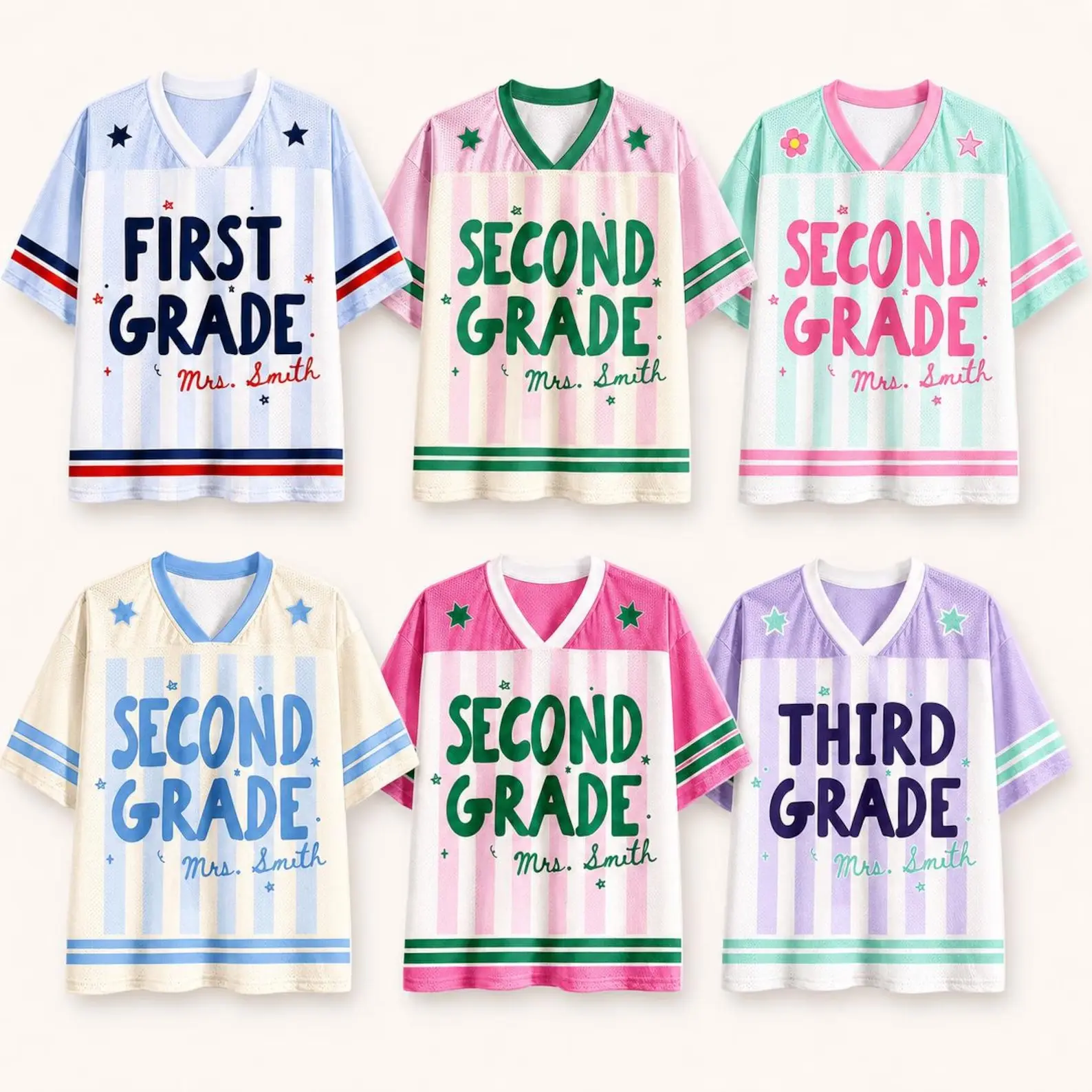 Personalized Teacher Football Jersey, Custom Name & Number Jersey, First Grade Teacher Shirt, Back to School Gift, Teacher Team Game Day Tee