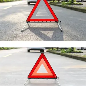 2 Piece High Visibility Reflective Safety Triangle, Foldable Durable Iron Emergency Warning Sign, Enhances Car Visibility, Suitable for All Vehicles