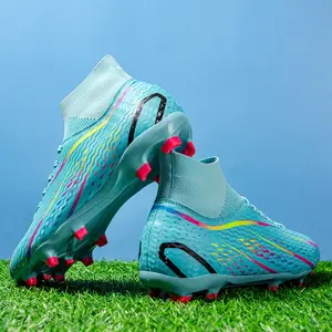 High-top football shoes for men, women, adults, and students, with long spikes and short spikes for grass competition and training