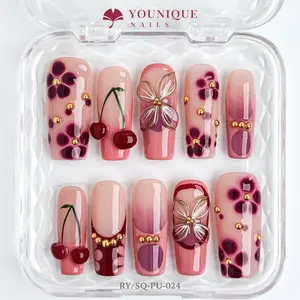 Younique Nails | 10PCS 100% Handmade Press-On Nails | Reusable Colorful Art acrylic stylish 3D