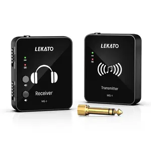 LEKATO Wireless In-Ear Monitor System 2.4G,  Stereo Wireless IEM System with Transmitter Beltpack Receiver for Guitar MS-1, Automatic Pairing, for Studio, Band Rehearsal, Live Performance Gift or LEKATO MS-40 Wireless Transmitter Receiver 2.4G Set