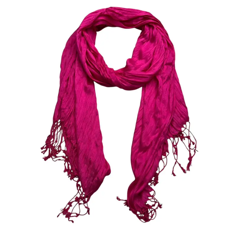 Hot Pink Dyed Crinkle Scarf - Vibrant Textured Scarf (67"x24")