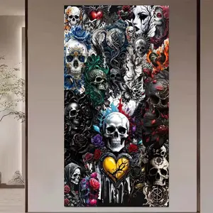 1 DIY diamond painting kit, 5D diamond art kit, DIY decoration, skull, heart shape, rose. Diamond painting kit with full round diamonds, mosaic, diamond art, DIY art home decoration, suitable for Christmas.