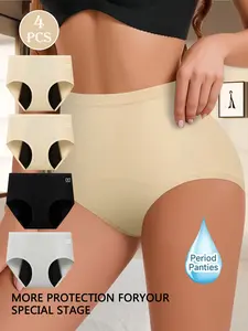 QUASTI 4 PCS Multi-Use Period Underwear, High Waist Leakproof Period Panties, 4-Layer Absorbent Leakproof Briefs for All Special Stages