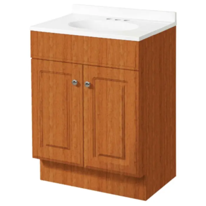 Zenith Home RBC30KK Oak Wood Raised Panel Door Vanity Combo - 30 in. W, 18 in. D, Fully Assembled, Hidden Hinges, Included Countertop with Integrated Bowl and Backsplash