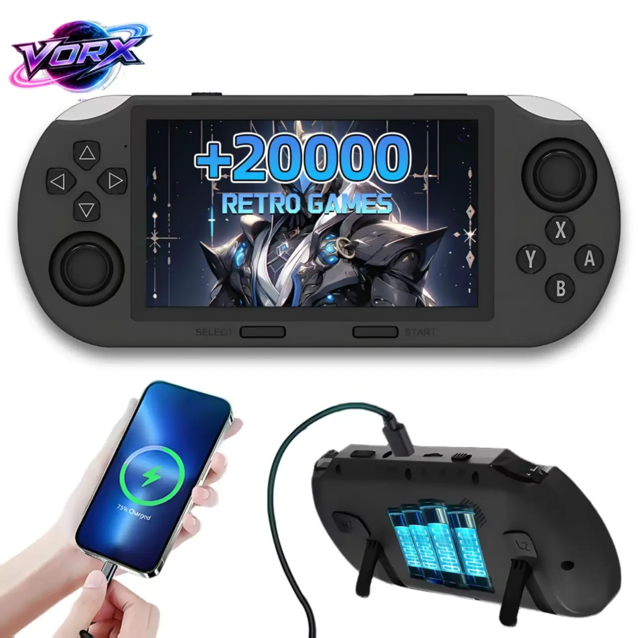 SF3000 Retro Handheld Game Console,20000+ Games,HD TV Output Retro Gaming Console,E-Book/Music/Video Playback/Emergency Charging of Phone,14 Emulators,4.5-Inch IPS Screen,Dual Core Processor