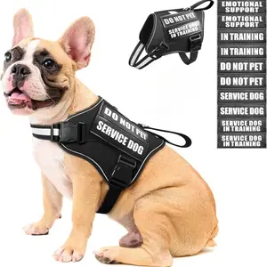 Service Dog Vest Harness with 10 Patches and Leash, No Pull Easy Walk Reflective Harness, Soft Padded Handles for Training and Daily Use