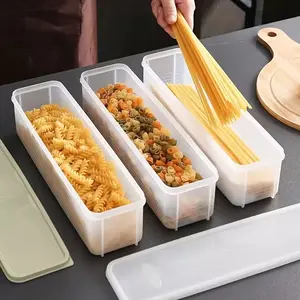 Transparent Plastic Food Storage Box, Rectangular Sealed Container, Noodle Dry Goods Organizer, Suitable for Fridge Kitchen
