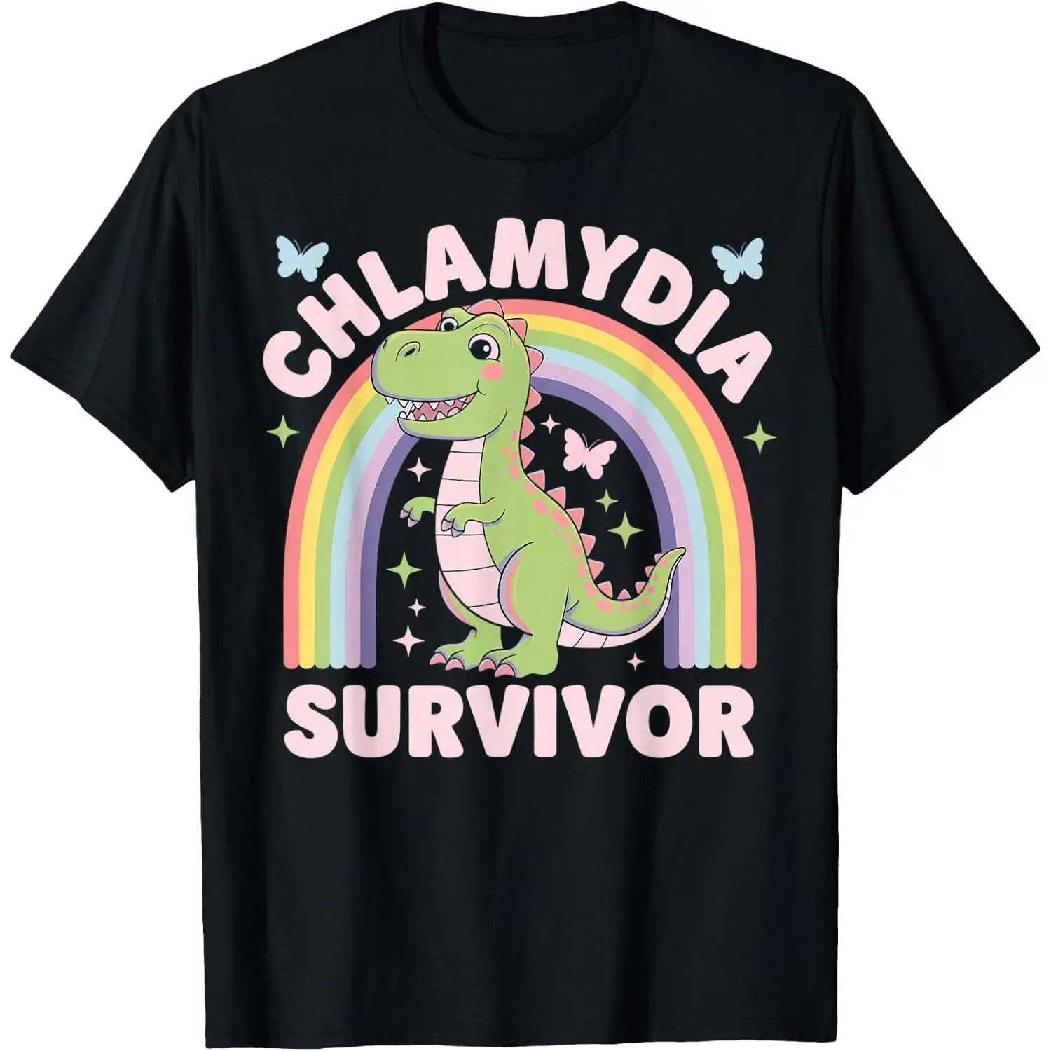 Chlamydia Survivor Dinosaur Trex Rainbow Chlamydia T-Shirt