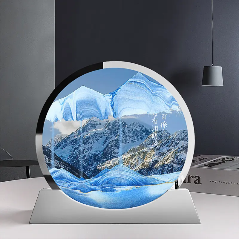 3D Double-Mirror Creative Flowing Sand Painting - Handmade Glass Stress Relief Ornament, Light Luxury Indoors Craft Hanging Decoration for Bedroom/Office, Business Gift (Toys & Hobbies Arts & Crafts)