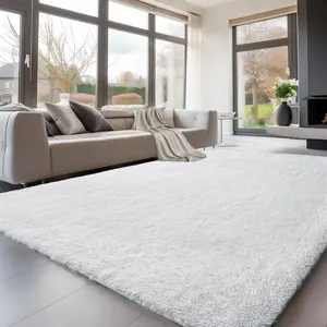 FAMVAL Large Size Plush Rugs Big Fluffy Area Rug Non-slip Soft Shaggy Carpet Mats for Livingroom Bedroom Nursery Home Decor White Christmas gifts