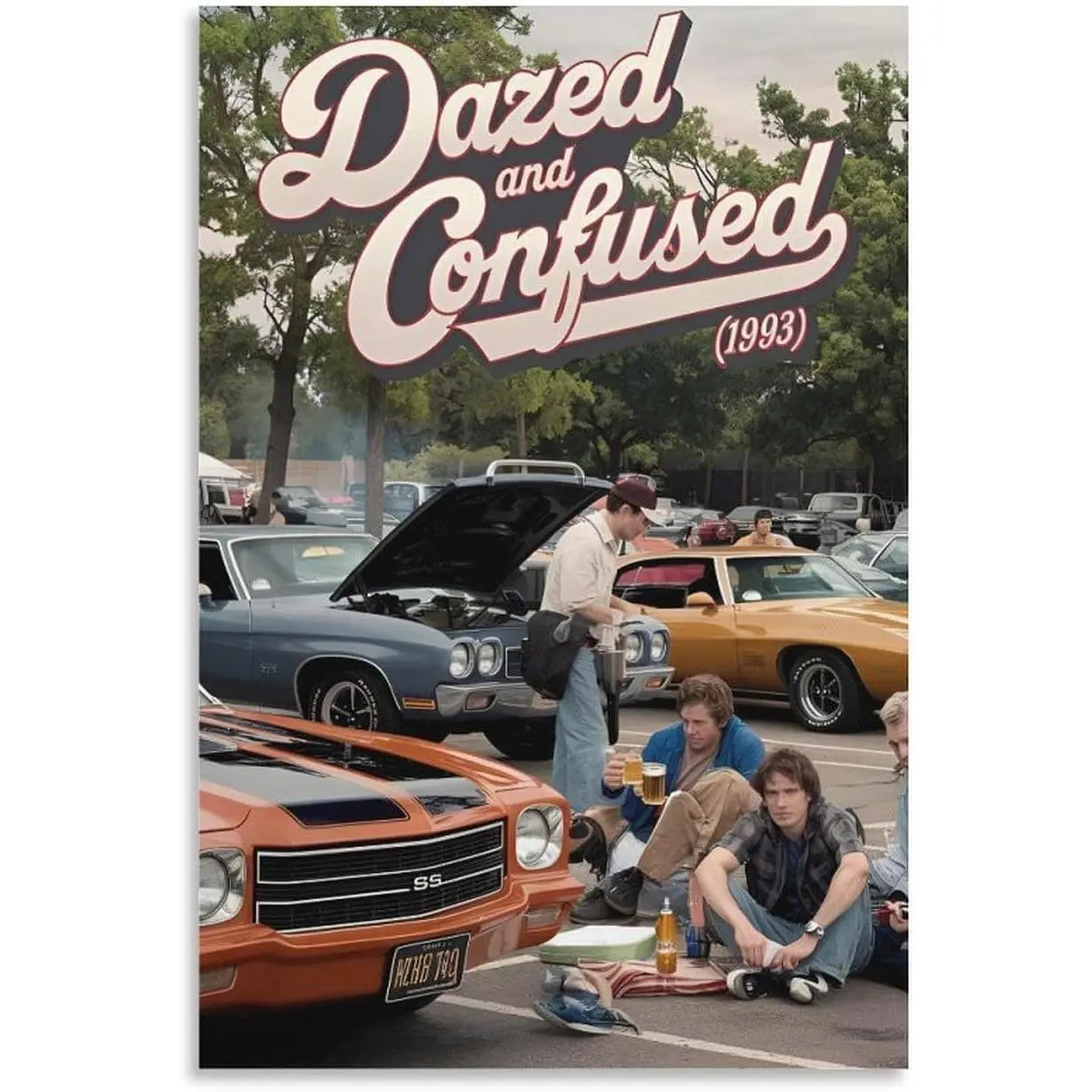 Dazed and Confused Vintage Comedy Movie Theme Canvas Poster Art Print, Artistic Inkjet High Detail Home Wall Decor, Home Inspo for Living Room, Bedroom (11), Artwork