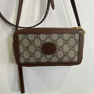 Pre-owned GUCCI Interlocking G Mini Bag GG Supreme Canvas Brown Leather Gold Hardware