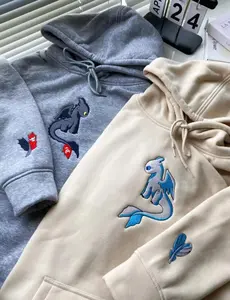 Toothless & Light Fury Embroidered SweatShirt, Toothless And Light Fury Couple Matching Sweater, How To Train Your Dragon Embroidery Hoodie