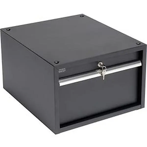 12 in Powder Coated Steel Commercial & Office Safes Workbench Storage Side Drawer - Key Lock, Anti-Theft, Black, Ideal for Instrument Users