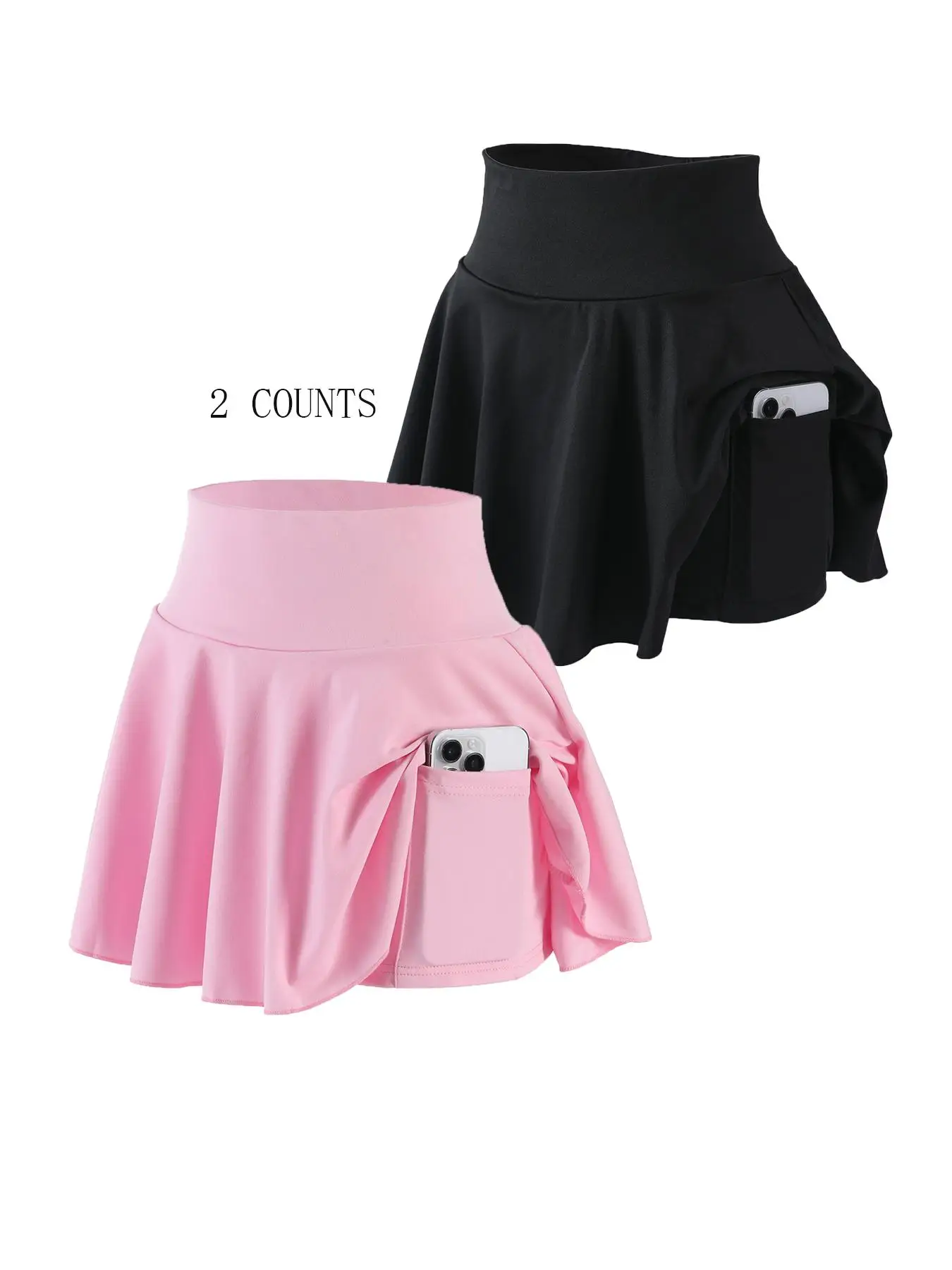 【Plus Size】 Solid Color Sports Skort, Casual Comfy Breathable Pocket Design Skort for Outdoor Golf Tennis, Women's Sport & Outdoor Clothing for All Se