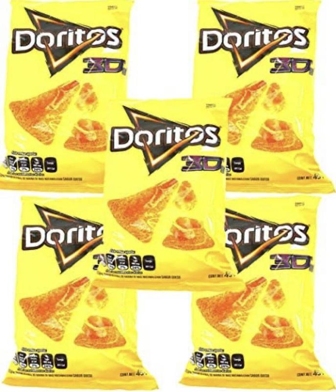 Sabritas Doritos 3D 45g Box with 5 bags papas snacks authentic from Mexico