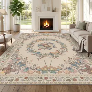 【SummerVibes】【summerwins】EIKIONE Little Butterfly Area Rug Non-Toxic Soft Anti-Slip Sizes 4x6-8x10 for Bedroom Living Room Nook Waterproof Stain-Resistant Easy Clean Distressed Geometric Home Decor Solid Craftsmanship US Fast Shipping After-Sales summerwi