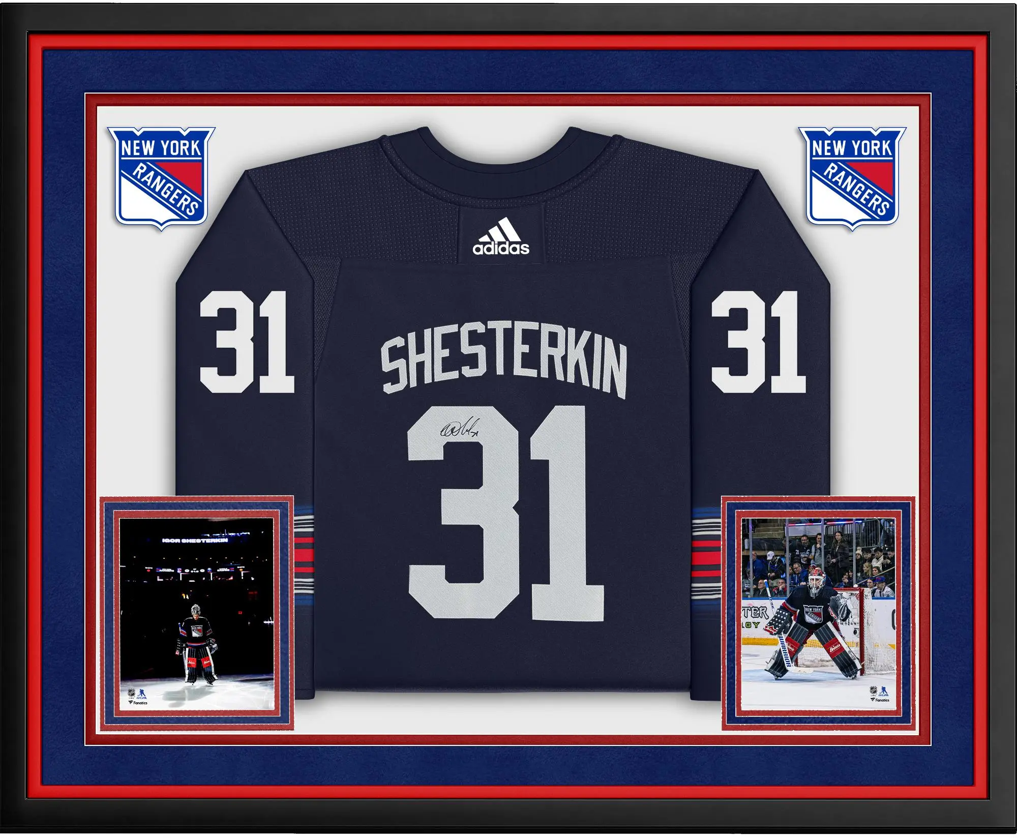 Igor Shesterkin New York Rangers Deluxe Framed Autographed Navy Alternate Adidas Jersey - Fanatics Authentic Certified