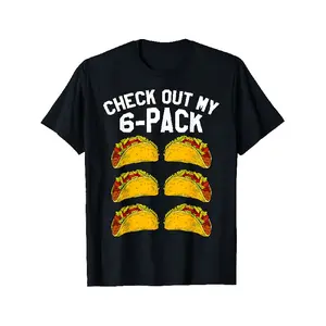 6 Pack Fitness Taco Funny Mexican Gym Top for Taco Lovers T-Shirt Print, Outdoor Cotton Tee with Classic Crew Neck, Perfect for Day Excursions, Walking, Camping, And Year-Round Use Super Soft and Breathable Gym Workout Tee Athletic Workout Clothing