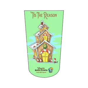 Amputee Sock "Tis The Season Gingerbread House mntgren V1", Prosthetic Limb Sock, 3ply Stump Sock