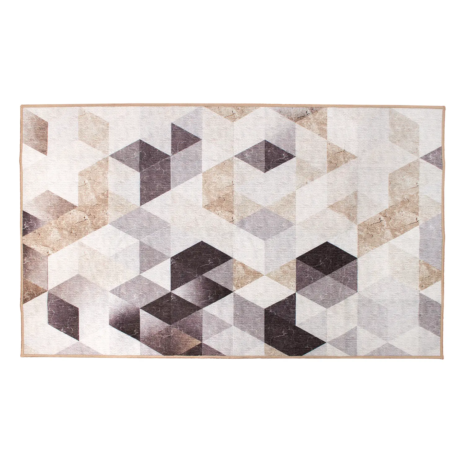 My Magic Carpet Lattice Geometric Neutral Machine Washable Area Rug, 3x5 Stain Resistant, Non-Slip, Waterproof