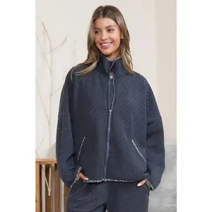ZIP UP QUILT JACKET WITH POCKETS