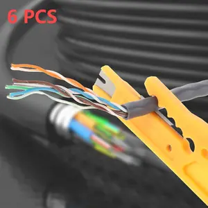 Cable stripper, 6-piece wire stripper, Tool Kit Set, suitable for CAT-5, CAT-5e, CAT-6 data cables, mini cable crimping tools for electricians, and other household daily necessities, Tools Gadgets