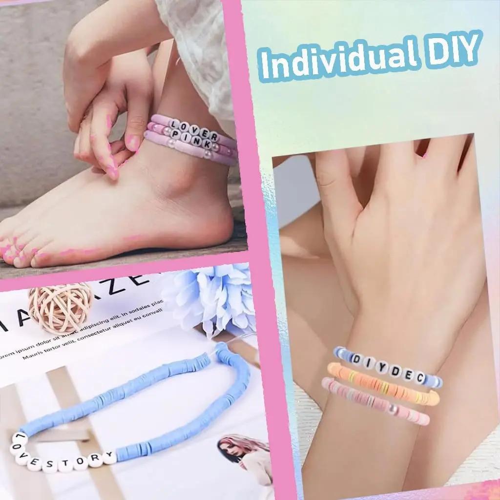 3860Pcs Macarons color Polymer Clay Beads Set Flat Chip Beads For Unique Bracelet Necklce Making Letter Beads Diy Accessorie