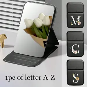 Mini Daisy Letter Folding Makeup Mirror, A-Z Letters with Stand, Travel Mirror, Beauty Product, Desktop Foldable Mirror
