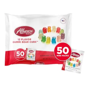 World's Best 12 Flavor Gummi Bear Cubs | 50-0.5oz Snack Packs of Candy | Miniature, Individually Wrapped, Soft Gummy |Cherry, Blue Raspberry, and More | Perfect for Kid's Classroom Parties