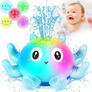 Automatic Bathroom Water Spray Octopus Toy, Electric Eight-Armed Octopus with Lights, Fun Bath Time Plaything, Shower, Requires 3 Aa Batteries