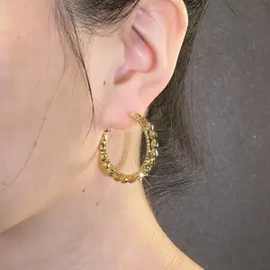 Stylish Double-Layer Crossed Small Bead Hoops Unique Minimalist Personality Earrings New Arrival