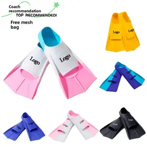 Swimming flippers silicone short flippers freestyle children adult diving frog shoes men and women professional training equipment comfortable silicone training swimming flippers