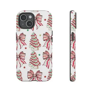 Coquette Christmas Tree Cake Themed Phone Case Premium Matte Texture, Protection, Shockproof,  Anti-Fingerprint For IPhone 17-12, Pro Max, Pro Plus, and Samsung S25-22 Protection Safety