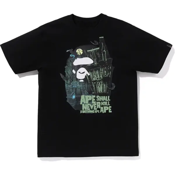 HALLOWEEN Ape Tee Short Sleeve Crew Neck Casual Summer T-Shirt with Iconic Ape Head Design and Plaid Pattern