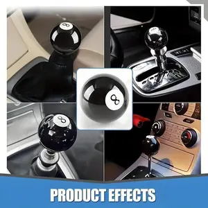Cross-Border Hot-Selling Car Modification Gear Black 8Th Billiard Black Eight Gear Gear Change Handle+ Aluminum Adapter Shift Knobs