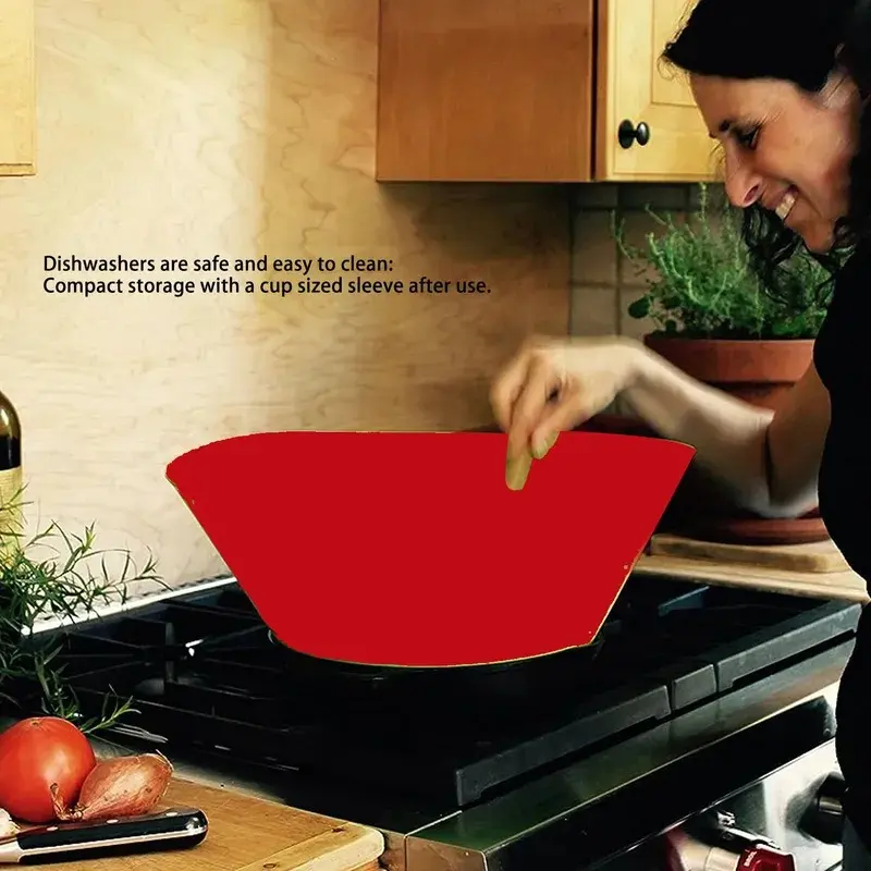 Splatter Guard Silicone Anti Oil Splashing Adjustable Frying Pan Wall Cooking Supplies Red Frying Pan Guard Cooking Supplies