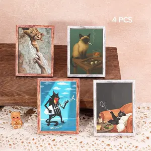 4 Pcs Fun Cat Refrigerator Magnets, Animal Decorative Magnets, Home Decoration Magnets, Mini Art Magnets, Perfect Gift for Festivals, Refrigerator Magnets Set